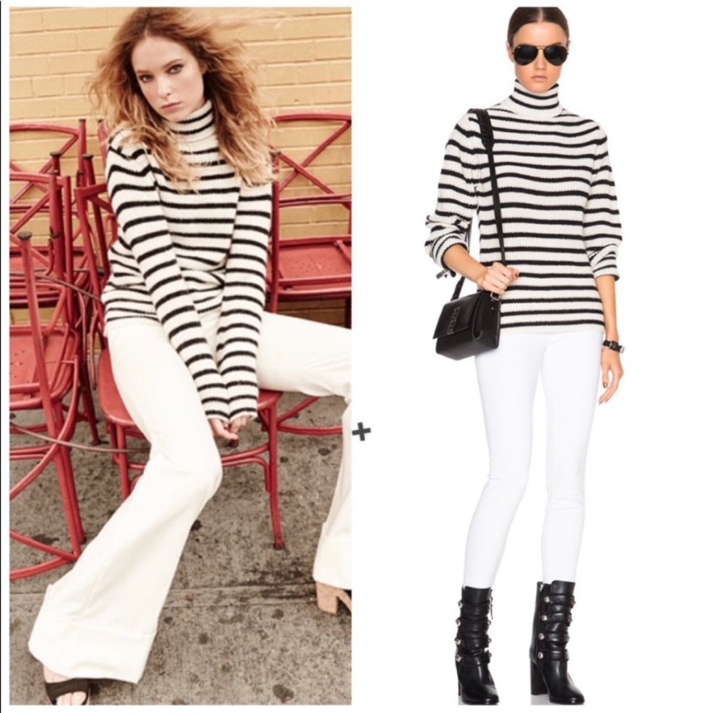 IRO Seely Stripe Turtleneck Alpaca Wool Sweater